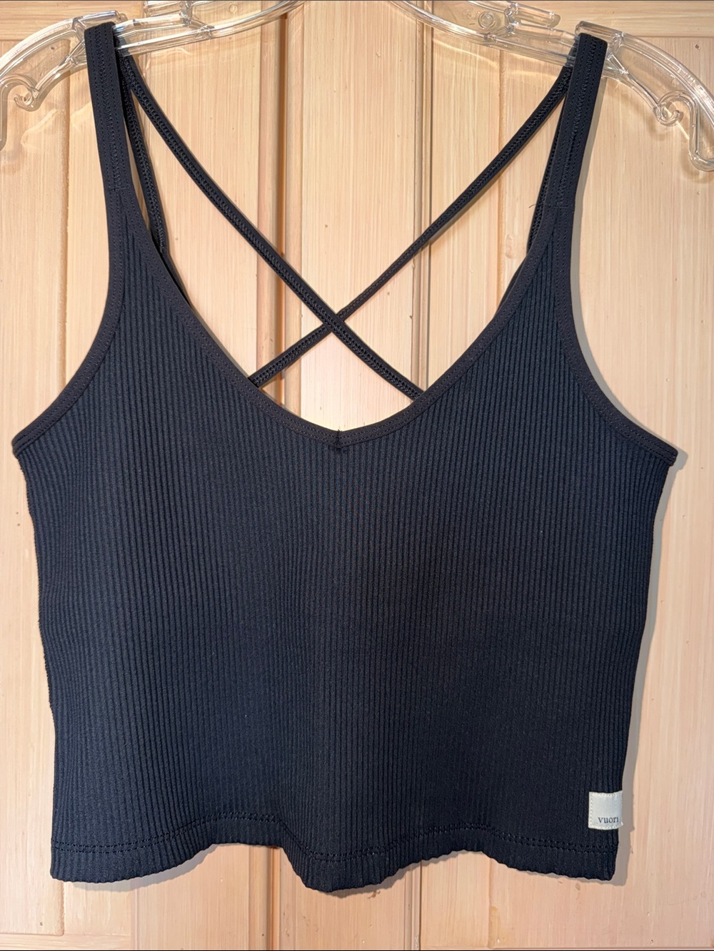 Black Ribbed Crisscross Tank Top
